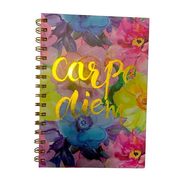 Carpe Diem Spiral Bound Floral Notebook Journal Barbie Barbiecore Style - Picture 1 of 3